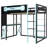 Full-Size Wood Loft Bed with Desk, Shelves, USB/Type-C Ports & RGB Light – Gaming & Study Loft, Black+Blue-1172985964