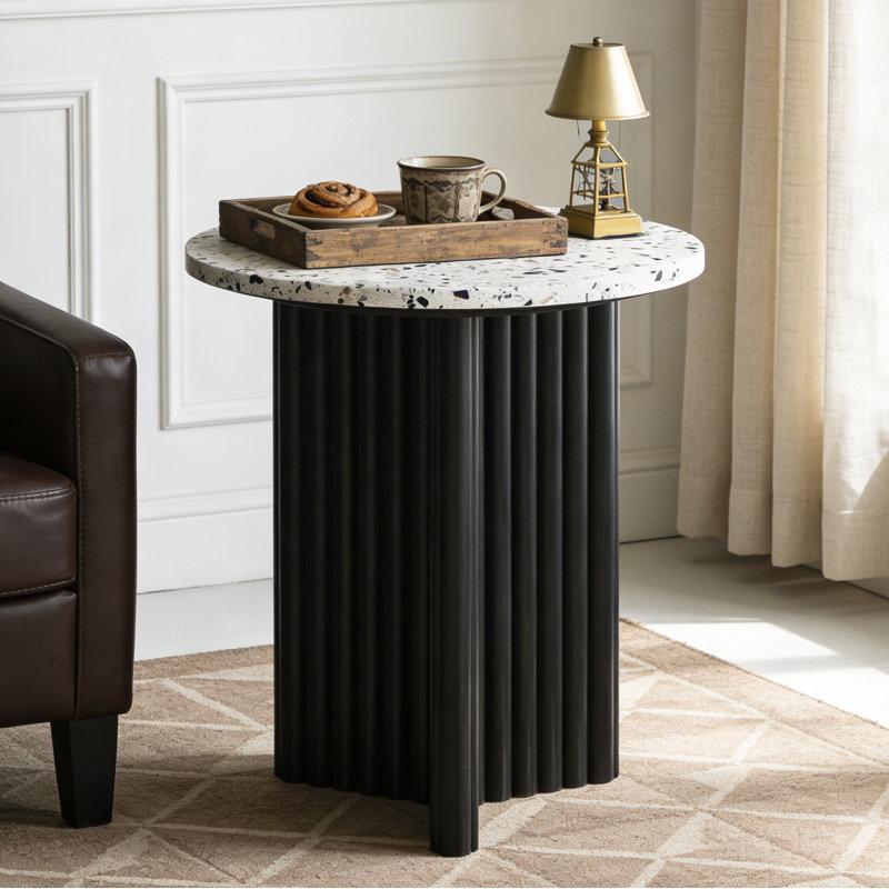 Table de bout ronde en faux marbre