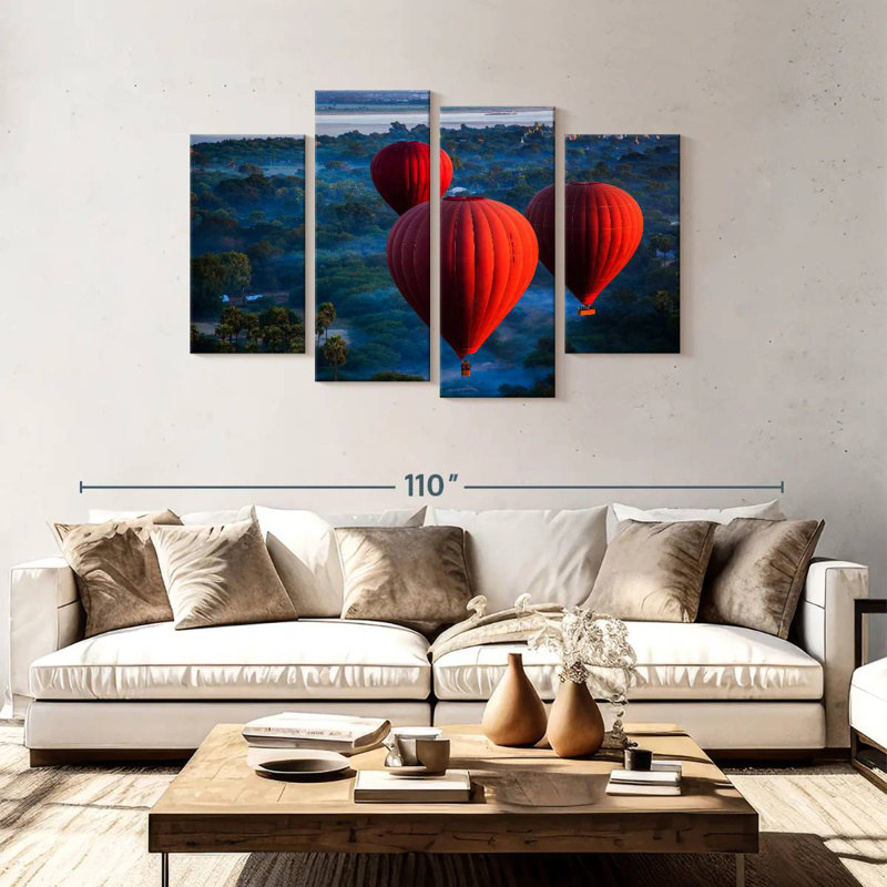 Mehar Red Hot Air Balloons, 48" H x 75" W
