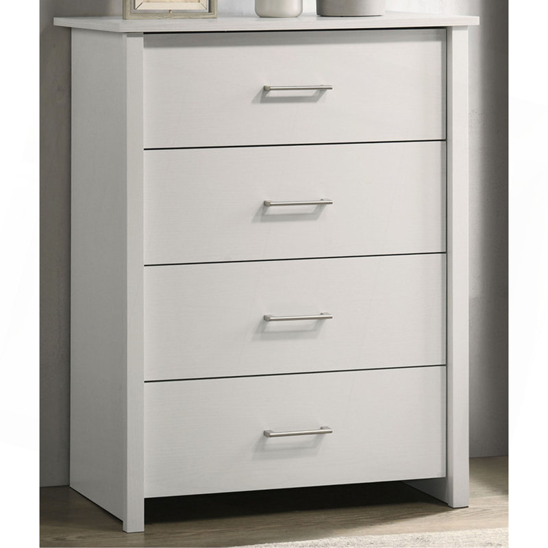 Commode 4 tiroirs avec poignées, Blanc