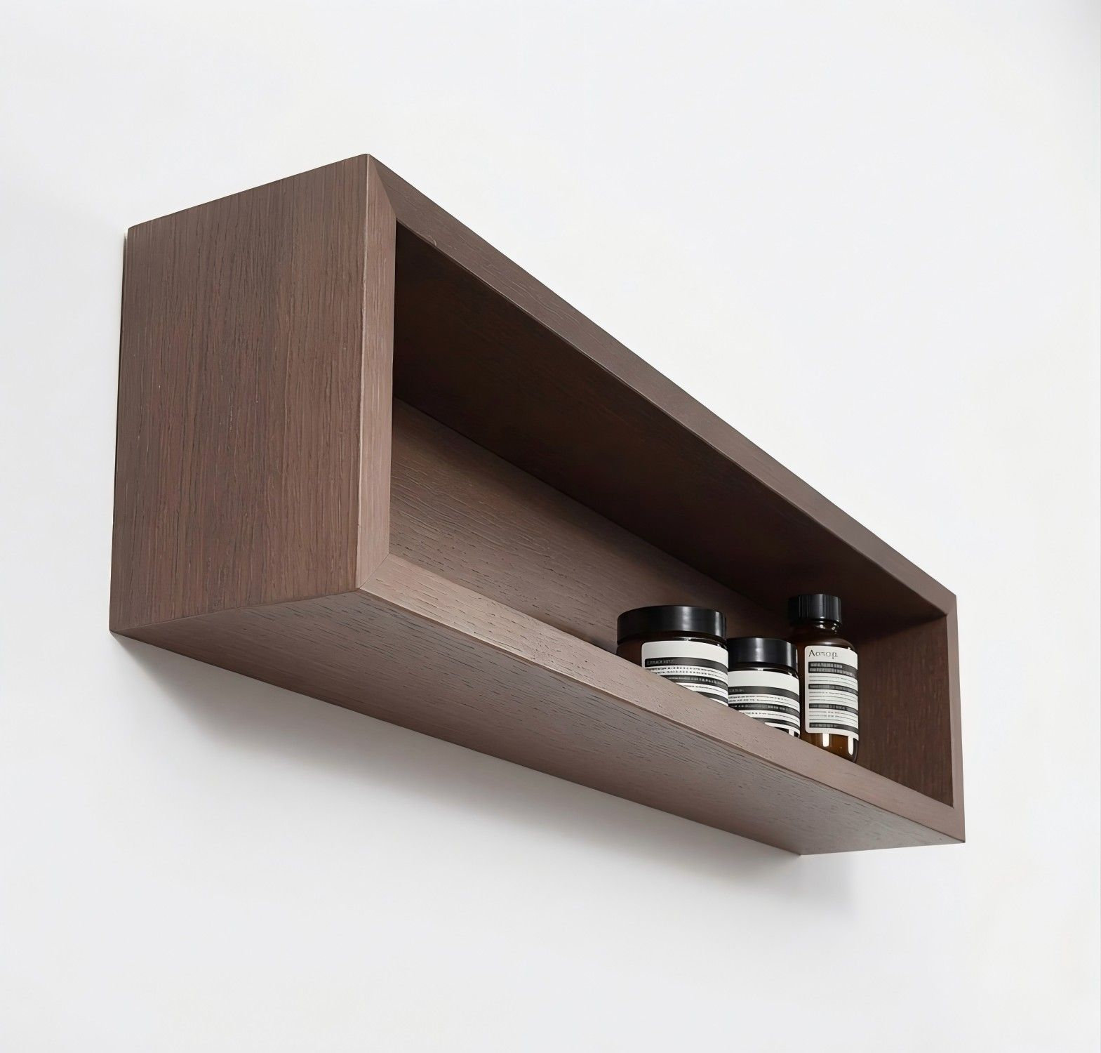 Wall-Mounted Bathroom Shelves, Chestnut Oak