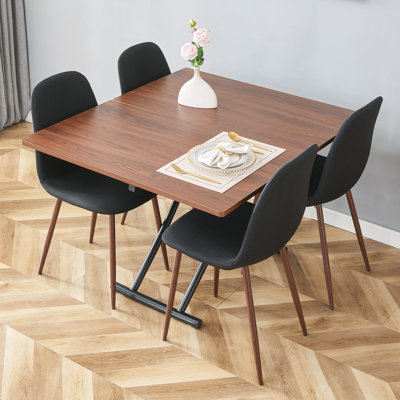 Ensemble multifonctionnel de table et de chaises réglables | Panneau de fibres à densité moyenne en métal de conception moderne pour la salle à manger, le café et le bureau