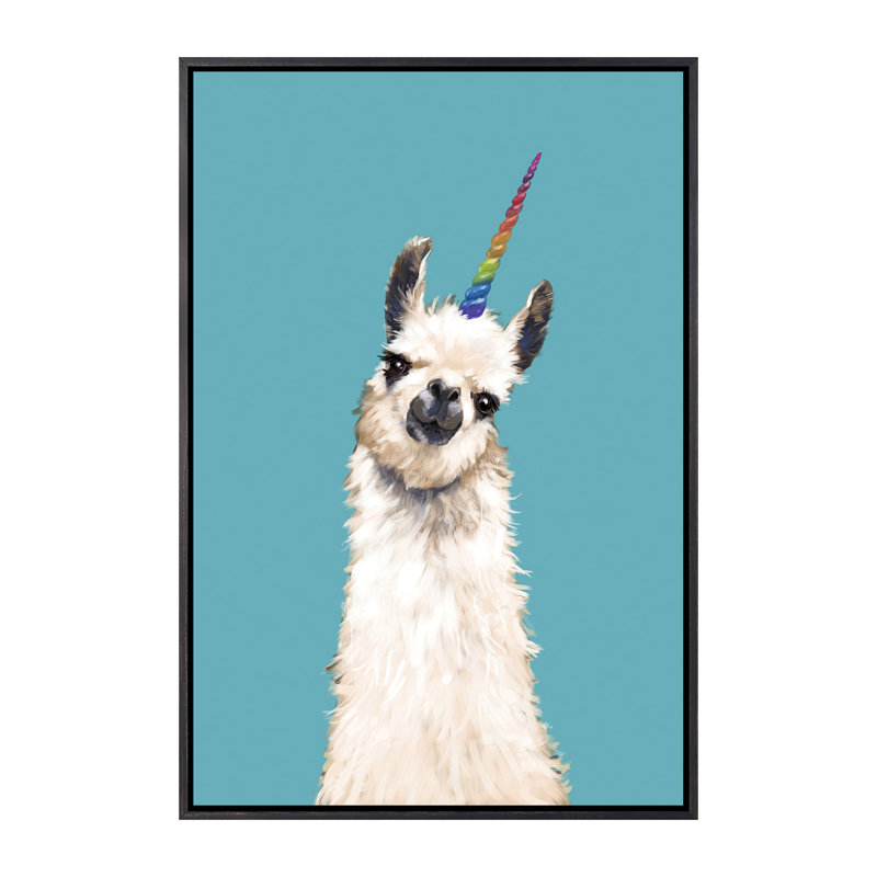 Art encadré licorne, H 60 po x l 40po x P 1,5 po, Toile avec cadre noir patiné
