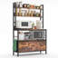 Étagère de cuisine avec 4 tiroirs en tissu et tablettes de rangement pour micro-ondes