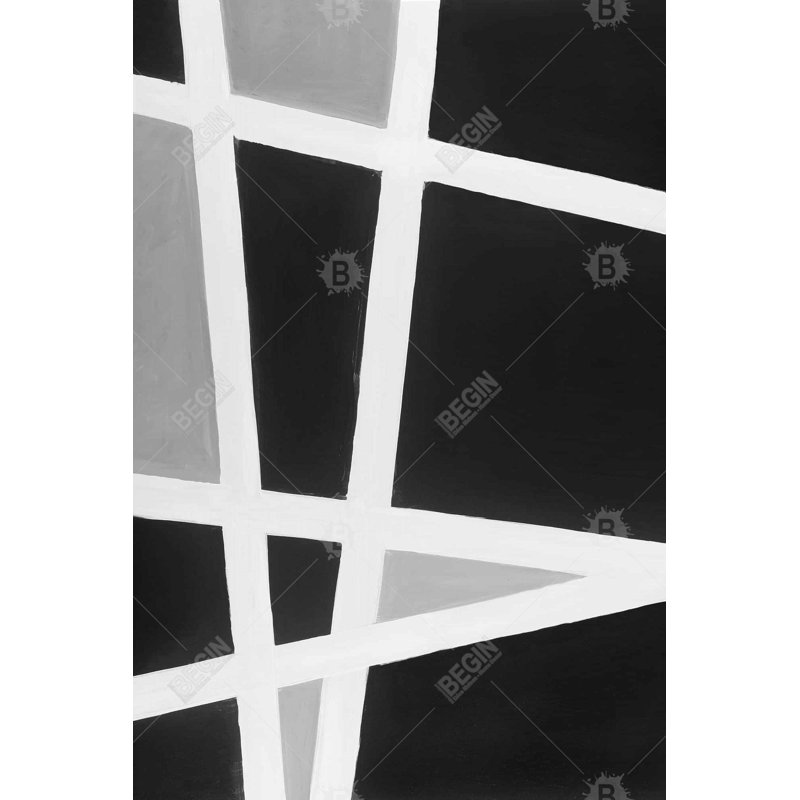 Lignes abstraites noires et blanches - Art sur toile pour la décoration intérieure