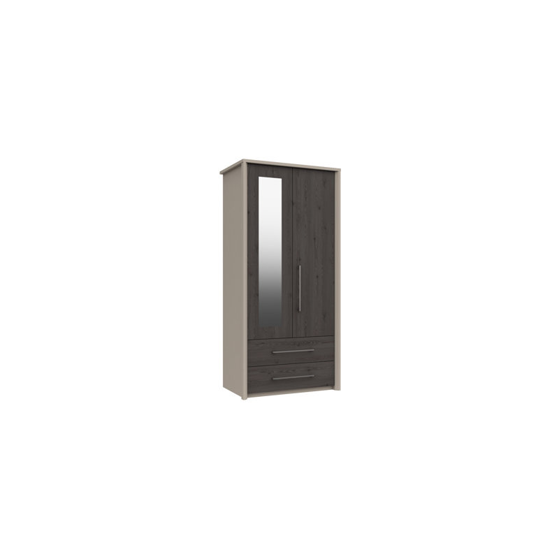 Wyman 2 Door Manufactured Wood Wardrobe, Fired Earth/Anthracite Larch