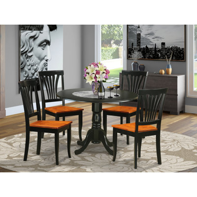 Ensemble de 5 pièces pour 4 pièces comprenant une table de salle à manger ronde avec Dropleaf et 4 chaises, 42 po x 42 po, babeurre et cerise
