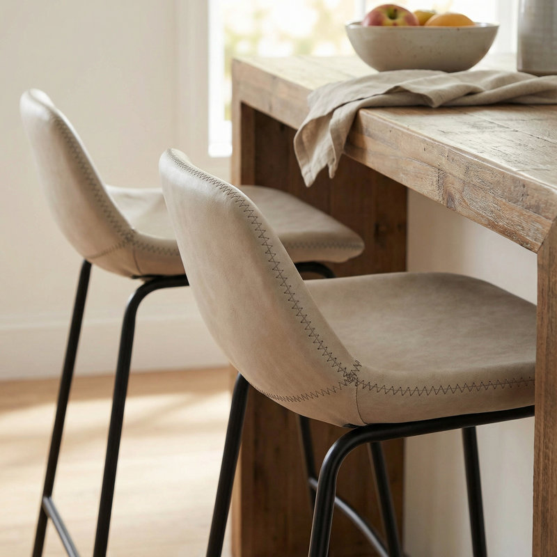 Tabouret de bar et de comptoir Maugansville, Gris Pierre, Tabouret de comptoir (siège d’une hauteur de 25