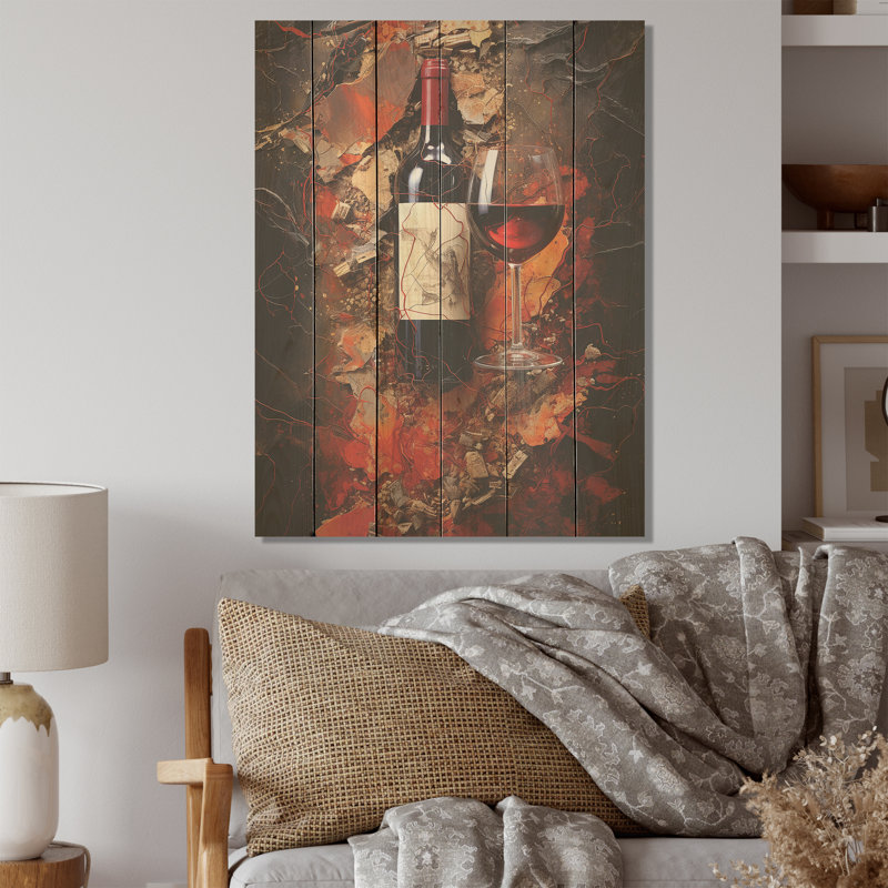 Tempranillos Temperament - Wine Wood Panel Wall Art On Natural Pine Wood, 40" H x 30" W