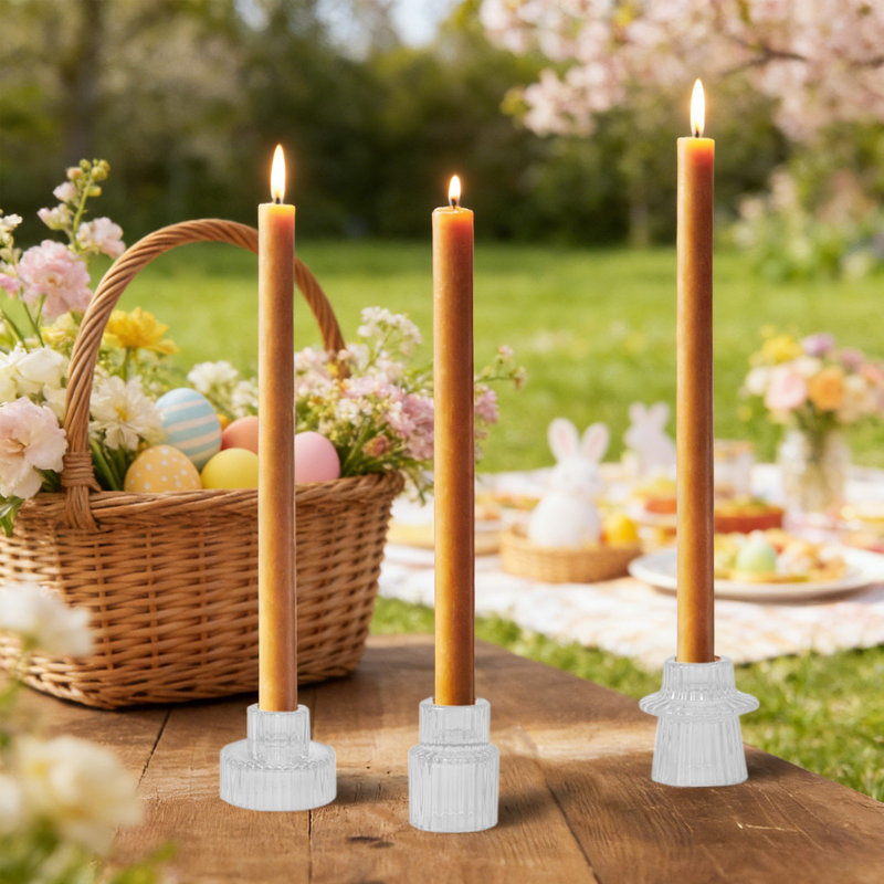 Taper Glass Candlestick Holders Candle Holders  Table Centerpieces Wedding Decor And Dinner Party, Clear