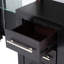 Meuble-lavabo et tabouret noirs, design contemporain, 5 tiroirs et plus, bois d'ingénierie, miroir à DEL tactile, plateau en verre de 8 mm pour la chambre à coucher, placage, glissières à roulement, port, longueur totale incluse