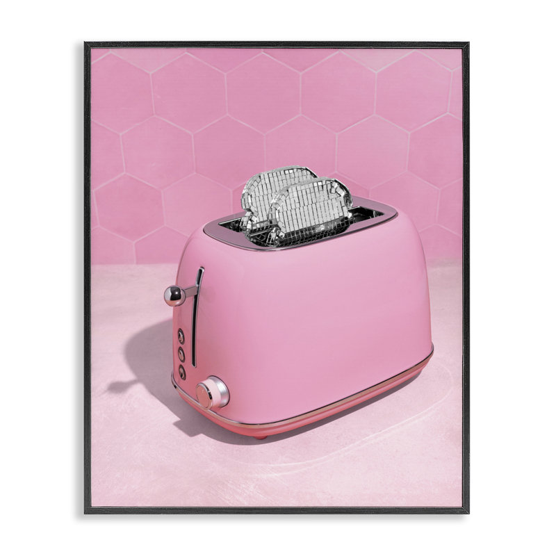 Giclée sur toile Disco Toaster sur rose, design par Lish Creative, 30 x 24, Giclée noire de minuit encadrée