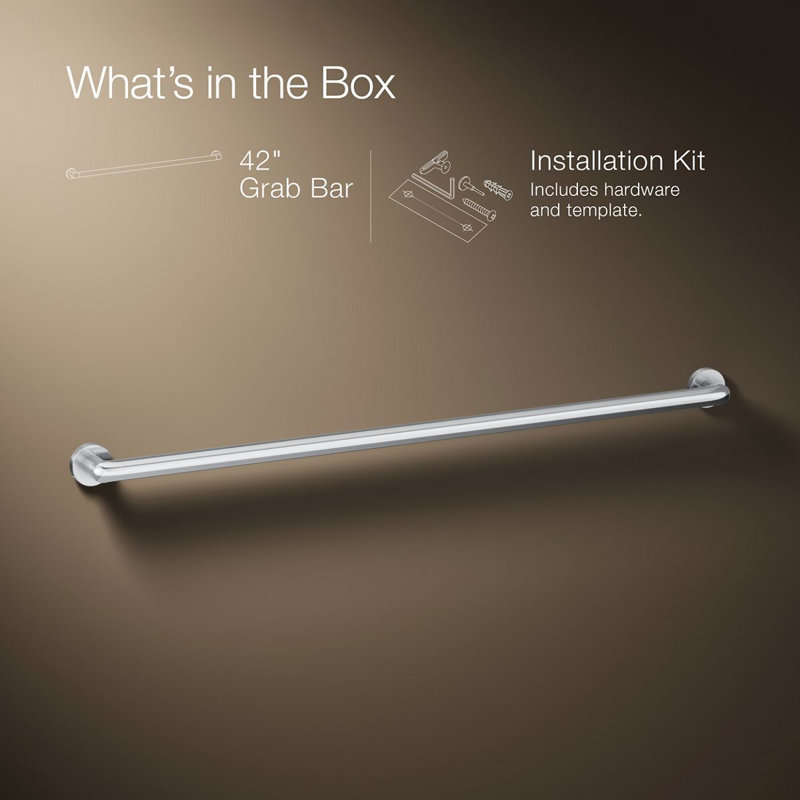 Kumin Grab Bar, Polished Chrome, 42" W