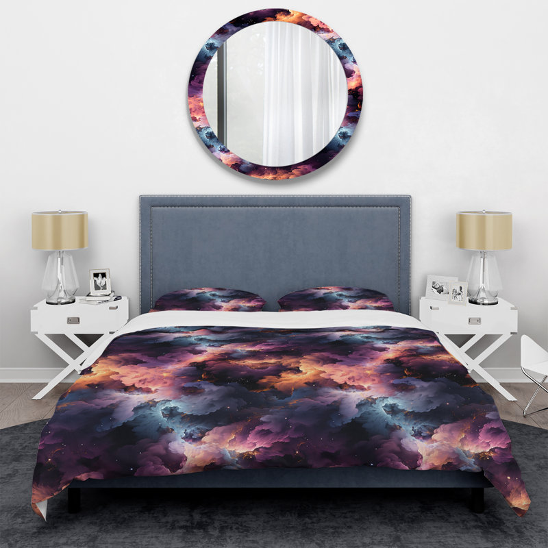 Ensemble de housse de couette abstraite Enchanted Moody, Housse de couette pour très grand lit et 2 très