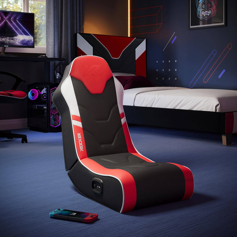 X Rocker Shadow 2.0 Audio Floor Rocker Gaming Chair, Red