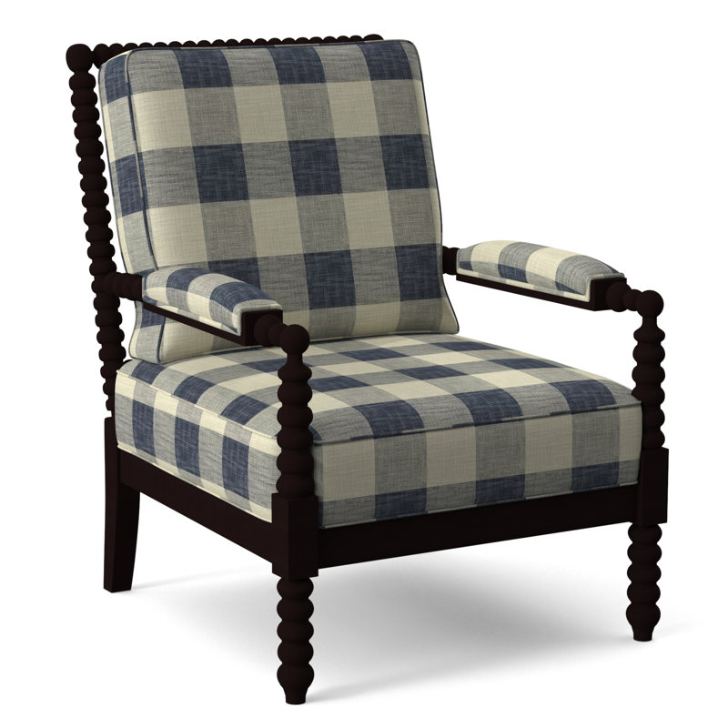 Lind Island 29" Wide Lounge Chair, Sunbrella Beige Pinstripe; 6205-74, Java Finish