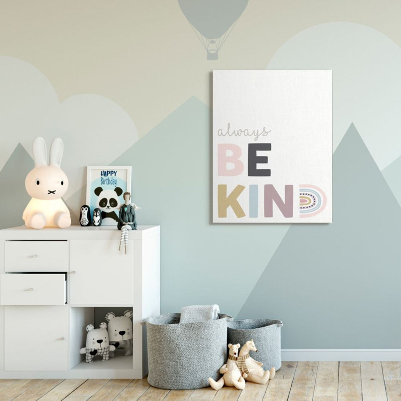 «Always Be Kind Expression» par Angela Nickeas - reproduction d'art textuel, H 48 po x l 36 po, Toile tendue