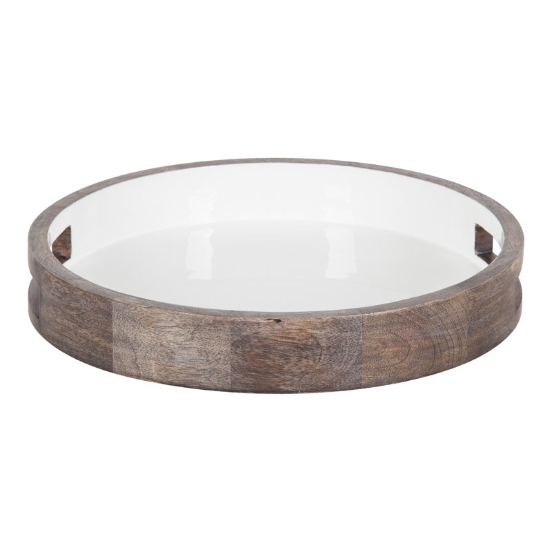 Osuna Solid Wood Tray, Gray