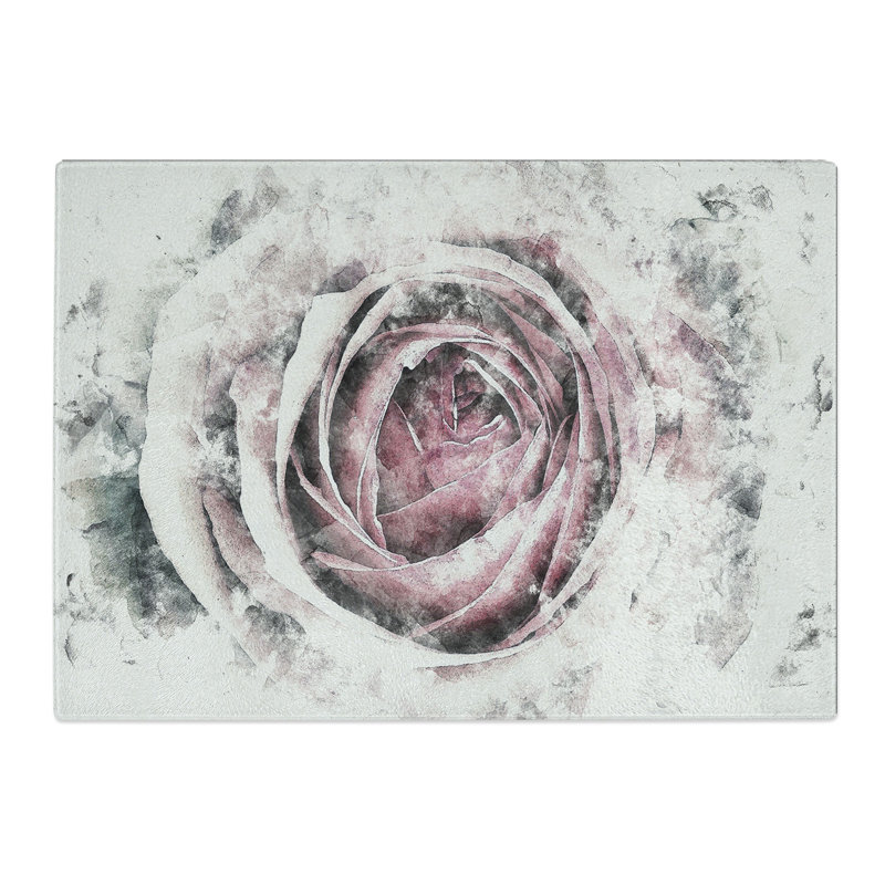Tempered Glass a Pale Rose Watercolour Chopping Board, 28.5 cm x 39 cm