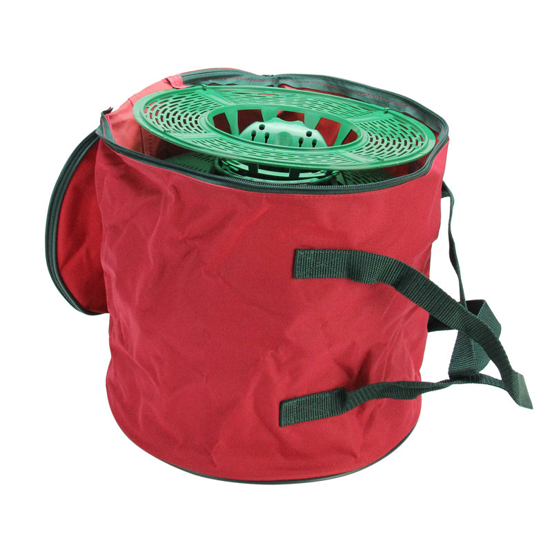 Ensemble de 3 bobines de rangement de Noël avec sac en polyester rouge et vert