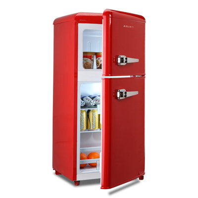 Mini réfrigérateur 3,5 pieds cubes avec congélateur, réfrigérateur compact à 2 portes avec thermostat à 7 niveaux et tablettes amovibles pour la maison / le bureau / le dortoir - Rouge