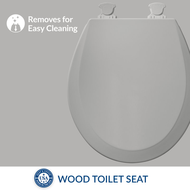 Bemis 1500EC Toilet Seat with Easy Clean & Change Hinges, Durable Wood, Blue,  Round