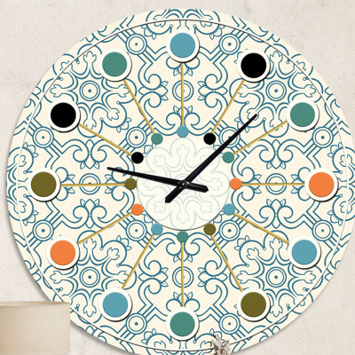 Horloge murale florale à motif rétro IV - Mid-Century