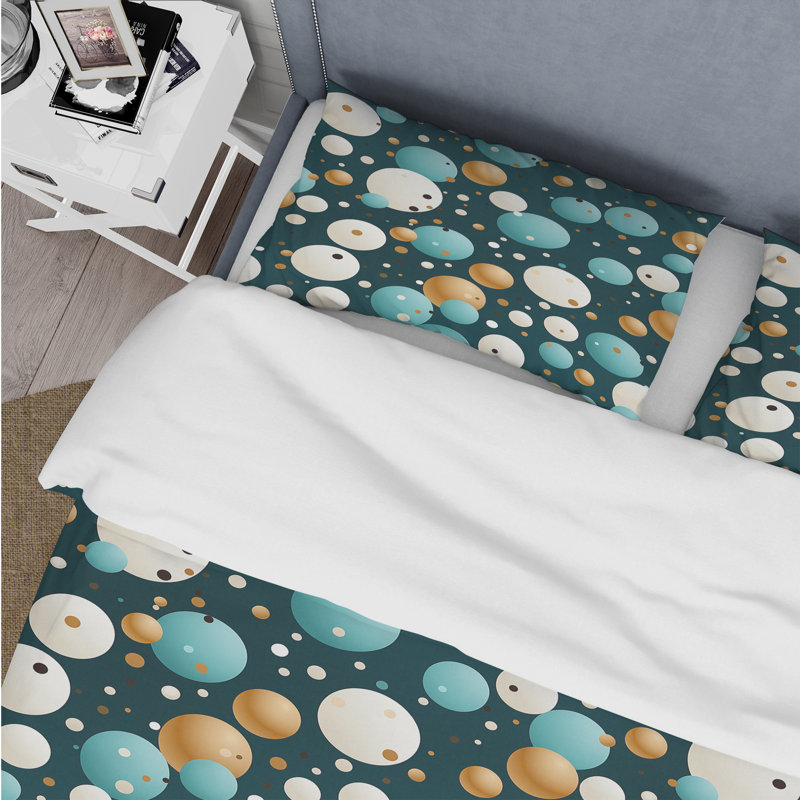 Ensemble de housse de couette à pois Classic Elegance Polka Dots Pattern, Housse de couette pour très grand lit et 2 très