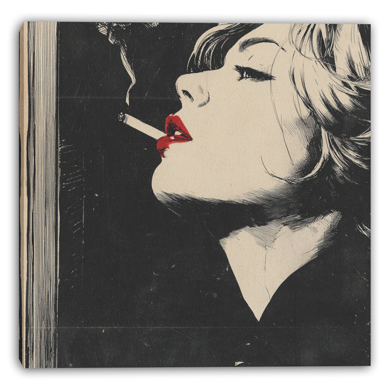 Art mural noir sur toile tendue, H 20 po x l 20 po