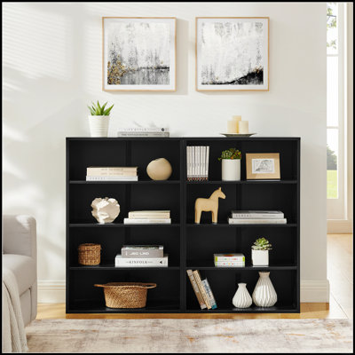 CD DVD Storage Cabinet with 8 Adjustable Shelves, Multi-Functional Design for Home and Office, Can Be Split into Two 4-Layer Units