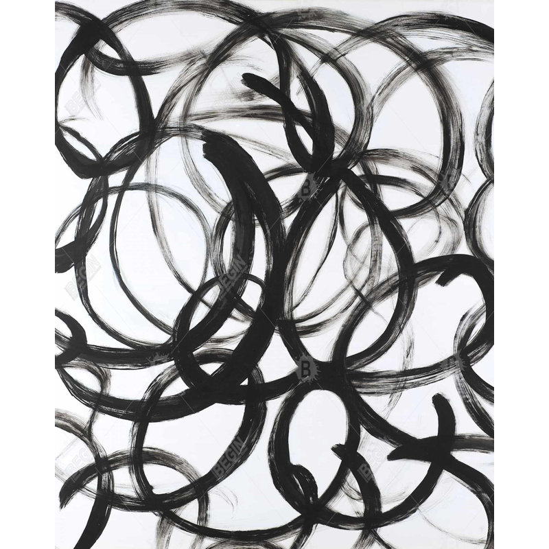Lignes abstraites bouclées - Art sur toile encadré pour la décoration intérieure