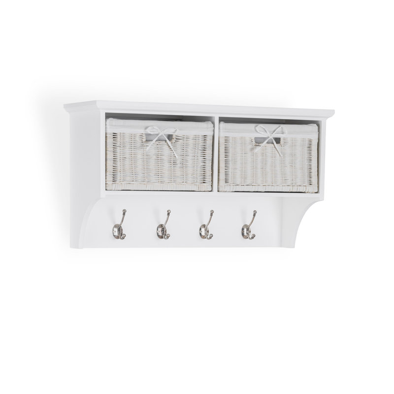 Erica Wall 4 - Hook Wall Mounted Coat Rack, White