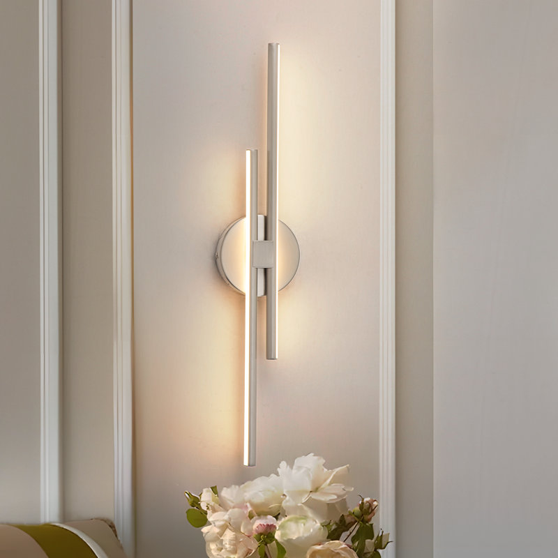 Applique murale à DEL 2 lumières Mokas, H 23,62 po x l 4,72 po x P 2,35 po, Brushed Nickel