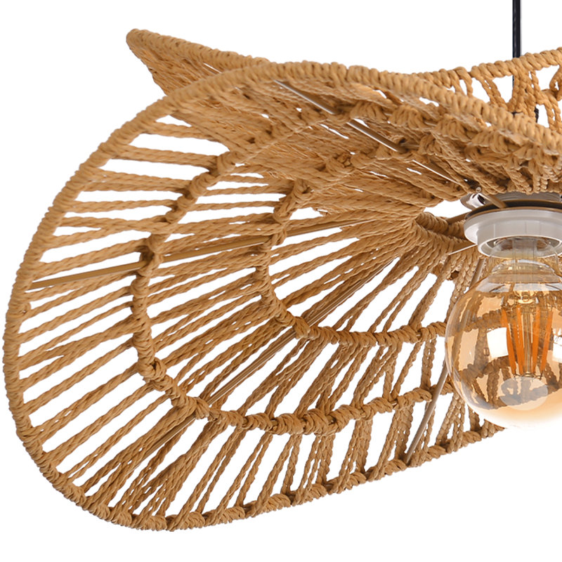 Luminaire suspendu unique en corde tissée pour le salon, H 10,24 po x l 23,62 po x P 23,62 po