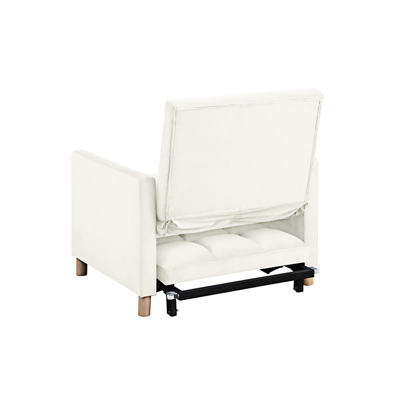 Somdath Sleeper Sofa Chair Bed Multi-Functional Sleeper Chair Upholstered Accent Chair, Beige Velvet