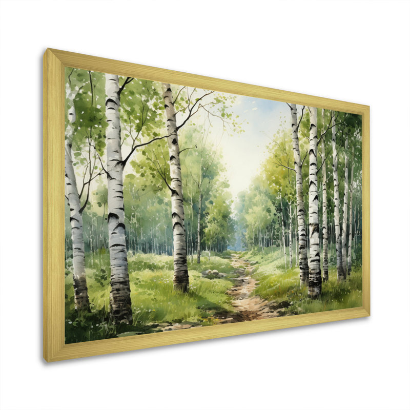 «Birch Woods Silent Woods I», reproduction sur toile encadrée, H 24 po x l 32 po x P 1 po, Encadrement doré