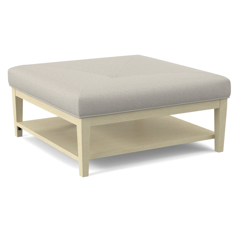 Hammond Square Ottoman, Bisque Finish, White Performance Fabric; 0851-94