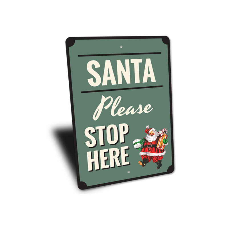Enseigne de père Noël en aluminium, H 14 po x l 10 po x P 0,04 po
