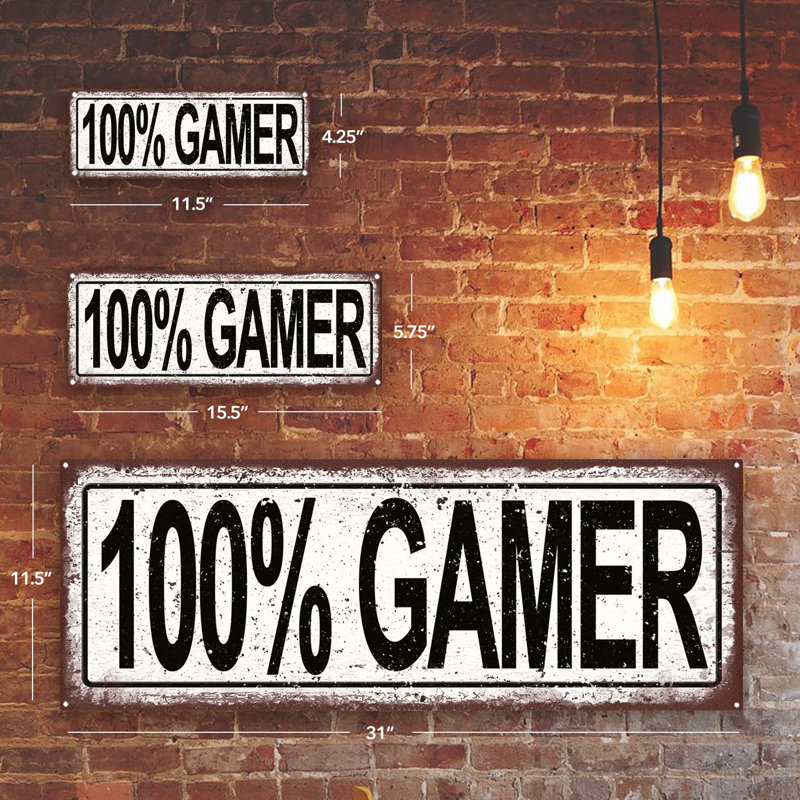 Enseigne patinée 100% métal Gamer