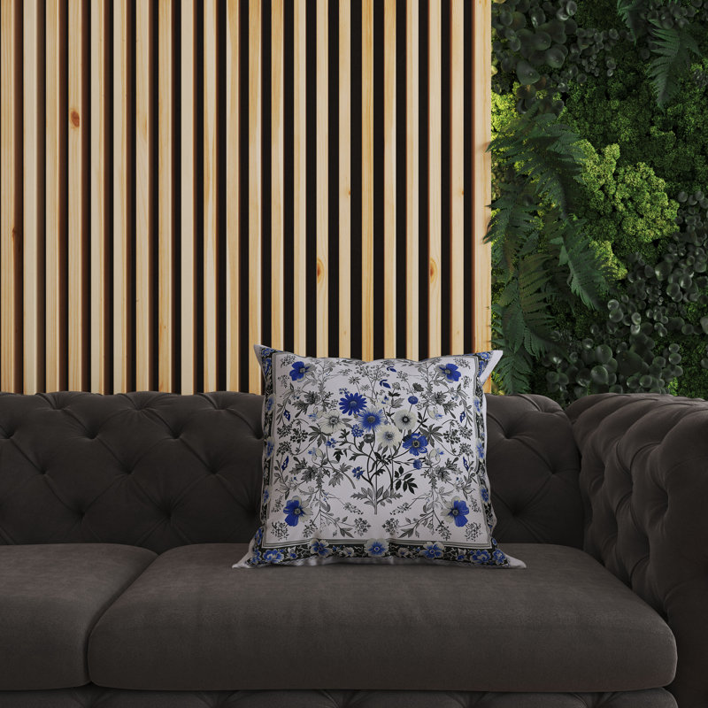 Garden Glory Reversible Throw Pillow, Blue/Black/Gray, 18"H x 18"W