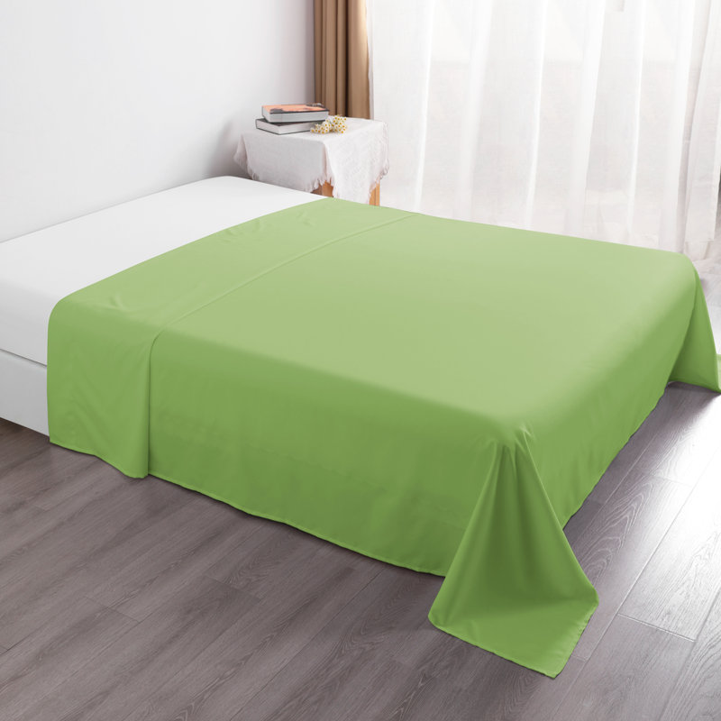 Drap plat en microfibre , Drap plat pour très grand lit californien, Vert sauge