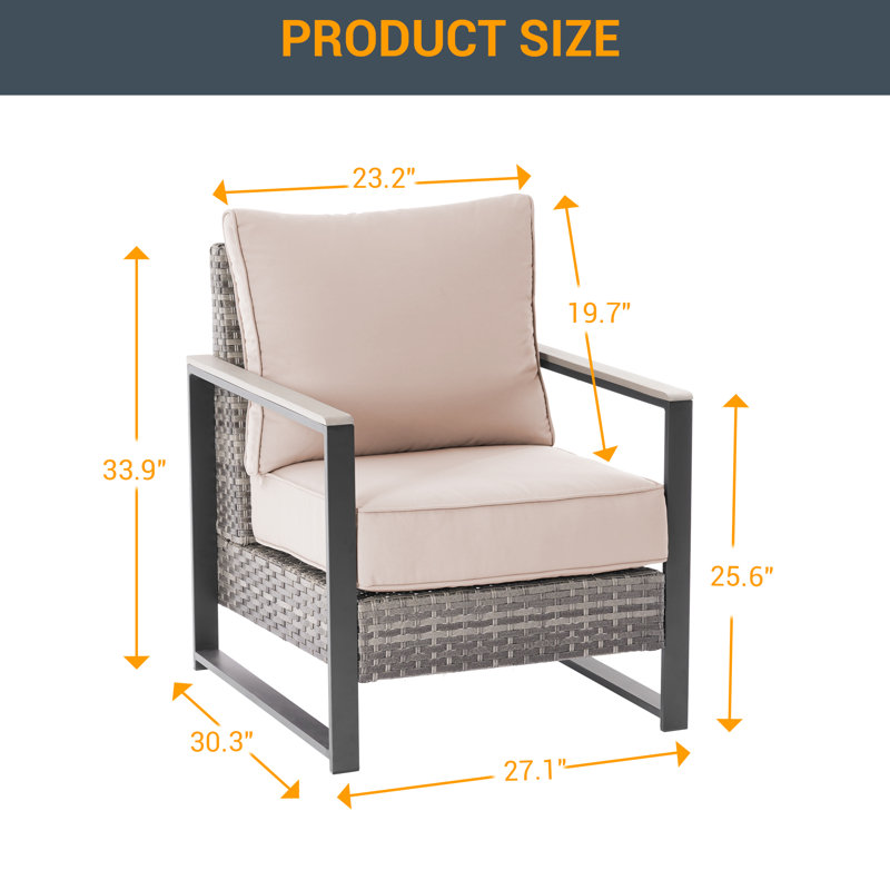Henrie 2 Piece Patio Sofa Set with Cushion, Sand
