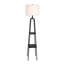 Lampe sur pied moderne en métal avec tablettes et abat-jour en lin Modern