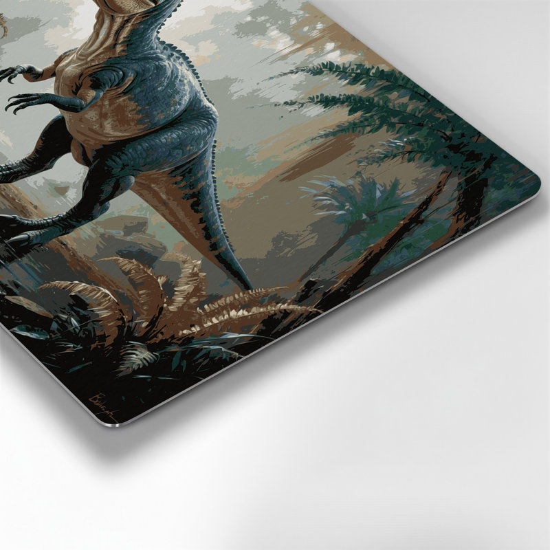 Art mural en métal vert dinosaure baryonyx, H 20 po x l 24 po