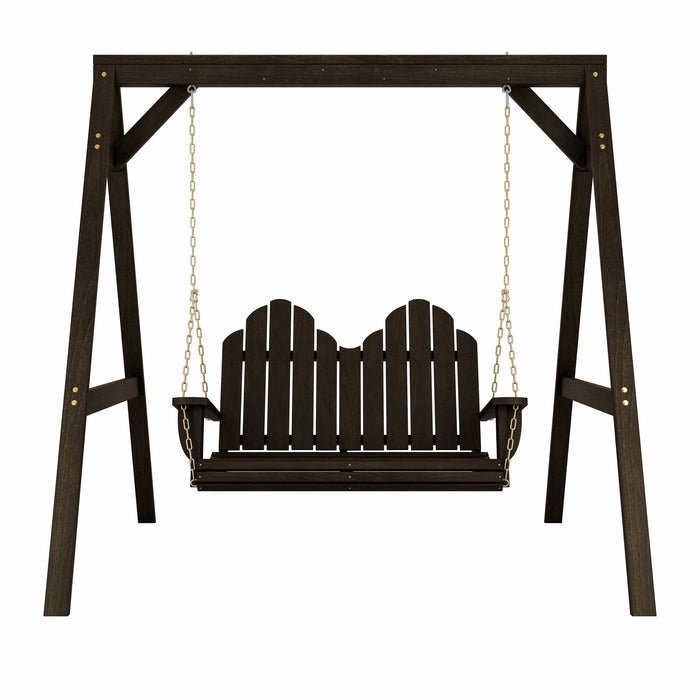  Balançoire Adirondack robuste avec support en A, Noir semi-solide