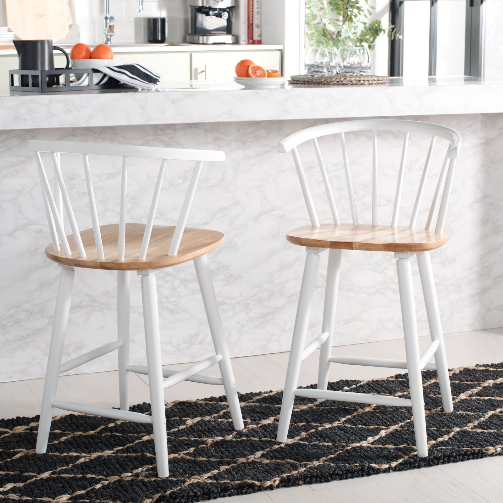 Sheffield Solid Wood Bar & Counter Stool, Counter Stool (23" Seat Height), Natural/White