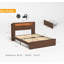Base de lit en bois avec plateforme pour grand lit, tablette de bibliothèque et 2 tiroirs de rangement, tête de lit à DEL avec rangement-333938221