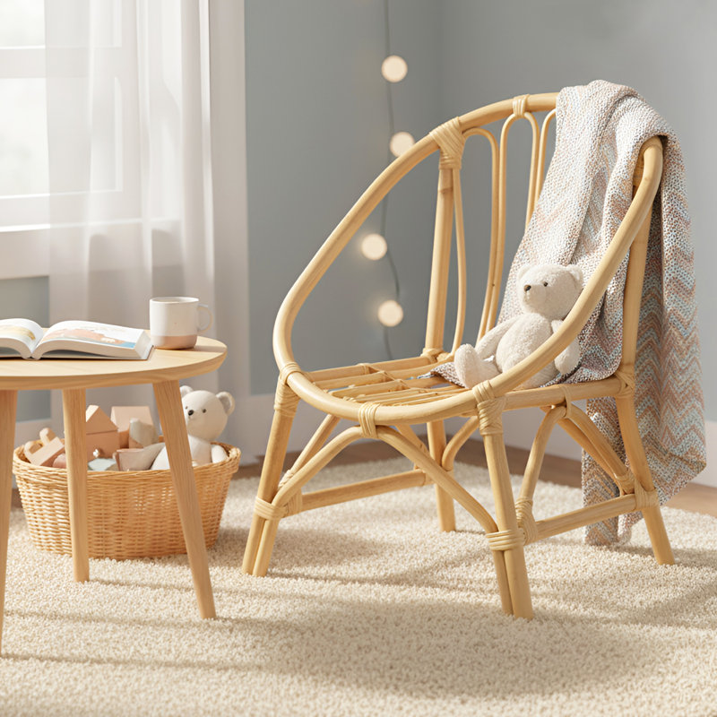 Coryell Kids Hand Crafted Rattan And Cane Chair For Children