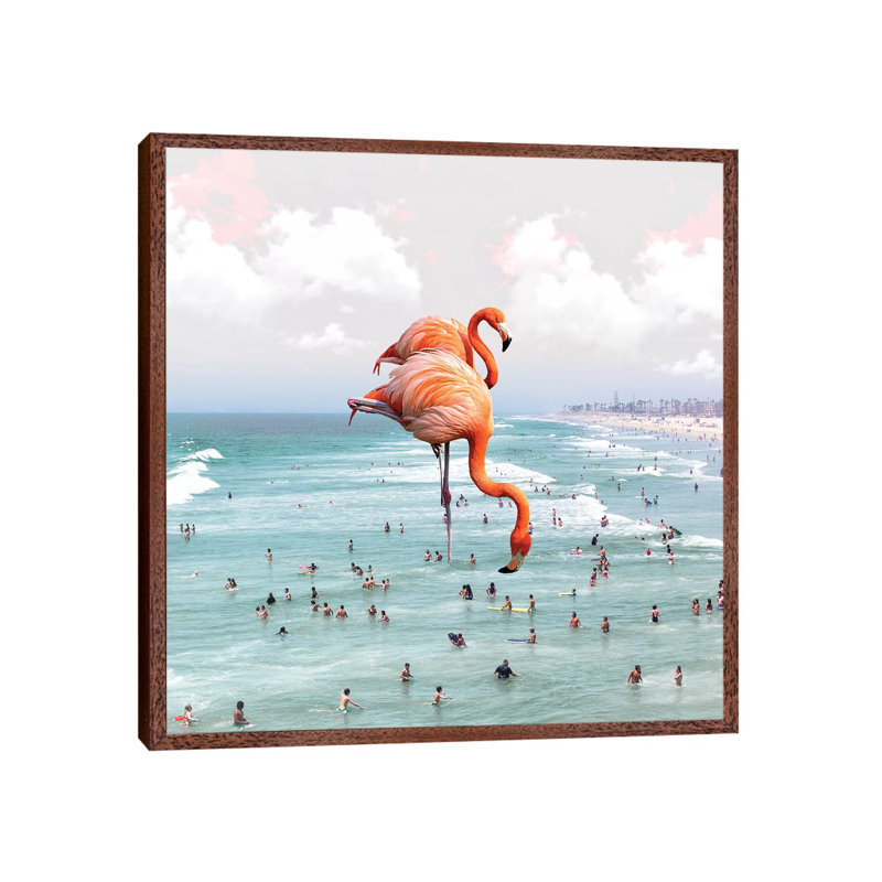 Beaching Around - Print on Canvas, 66.04 cm H x 66.04 cm W, Classic Brown Wood Framed