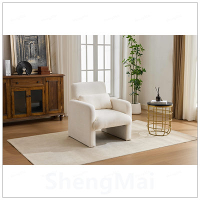 Chaise d'appoint moderne, fauteuil rembourré confortable en tissu contemporain Boucle pour salon, chambre à coucher, appartement et bureau